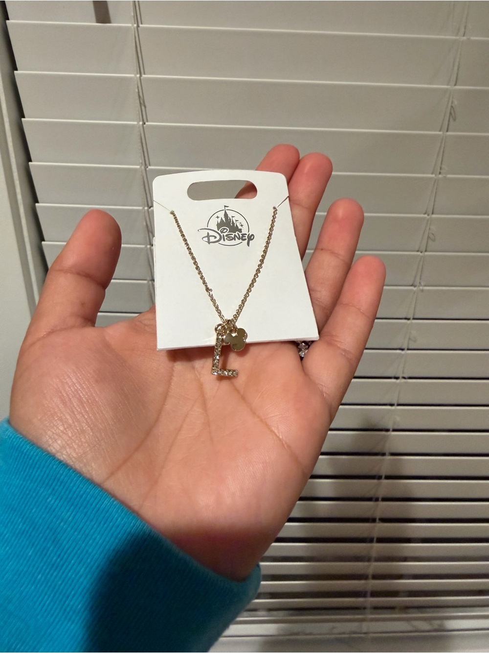 Disney Gold-Tone Initial L Necklace with Mickey Accent